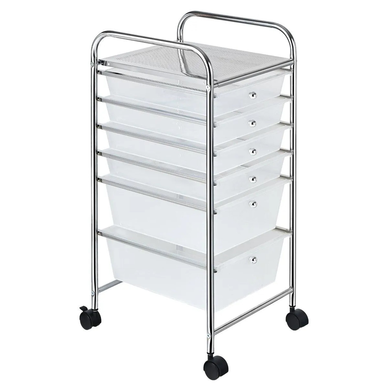 Costway Rollwagen mit 6 Stapelbaren Schubladen Badrollwagen Transparent