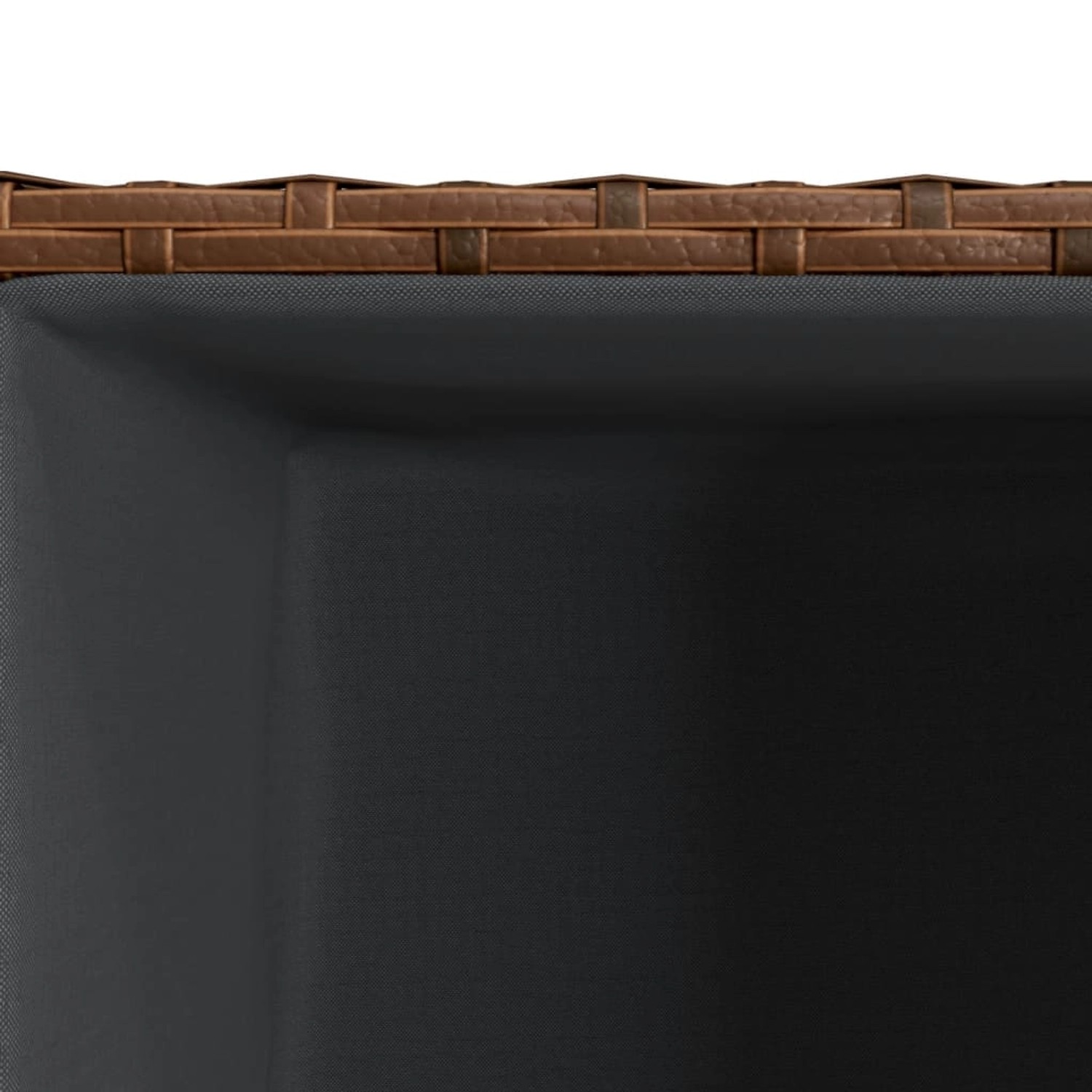 Detailansicht: Brauner vidaXL Pflanzkübel aus Poly Rattan, Hochbeet mit Vliesbeutel.