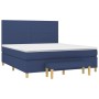 Blaues Boxspringbett (180x200 cm) mit Matratze und Bank. Stoffbezug, modernes Design für Schlafzimmer.