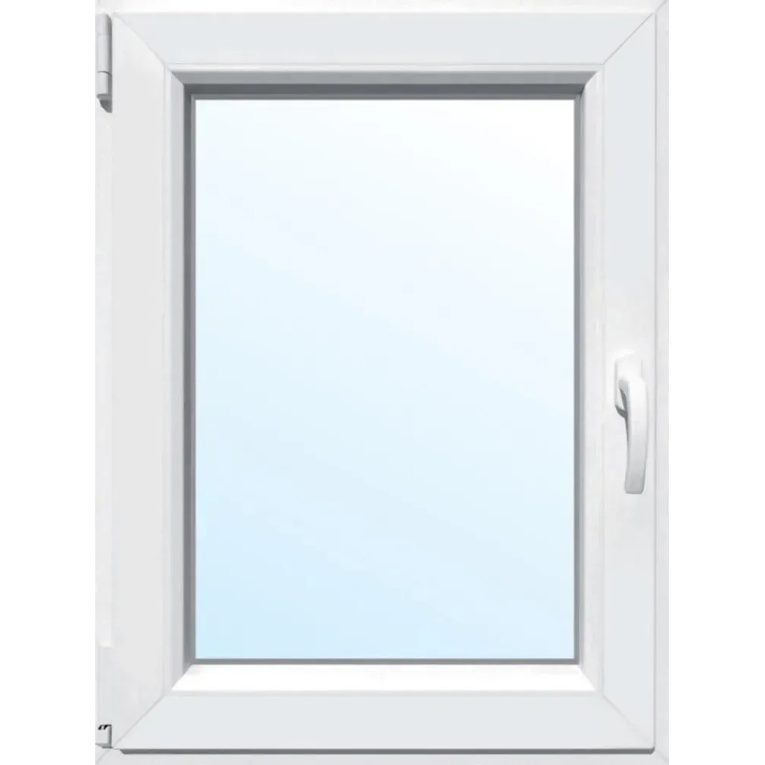 Weißes Kunststofffenster, 100x100 cm, DIN links, 3-fach Wärmeglas für Wohnraum.