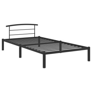 Schwarzes Metallbettgestell 90x200 cm für Jugendzimmer oder Schlafzimmer.