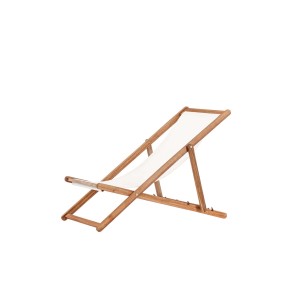 Ebuy24 Peachy Sessel Natur: Gartenliege aus Holz mit weißer Stoffbespannung. Verstellbare Rückenlehne.