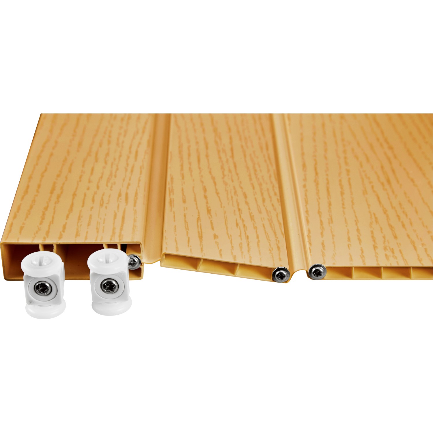 Detailansicht: Falttür Buche (82x203 cm) mit Schiene und Befestigungsmaterial.