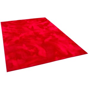 Roter Pergamon Luxus Fellteppich Super Soft, 80x150cm. Flauschiger Kunstfellteppich für Wohnzimmer und Schlafzimmer.