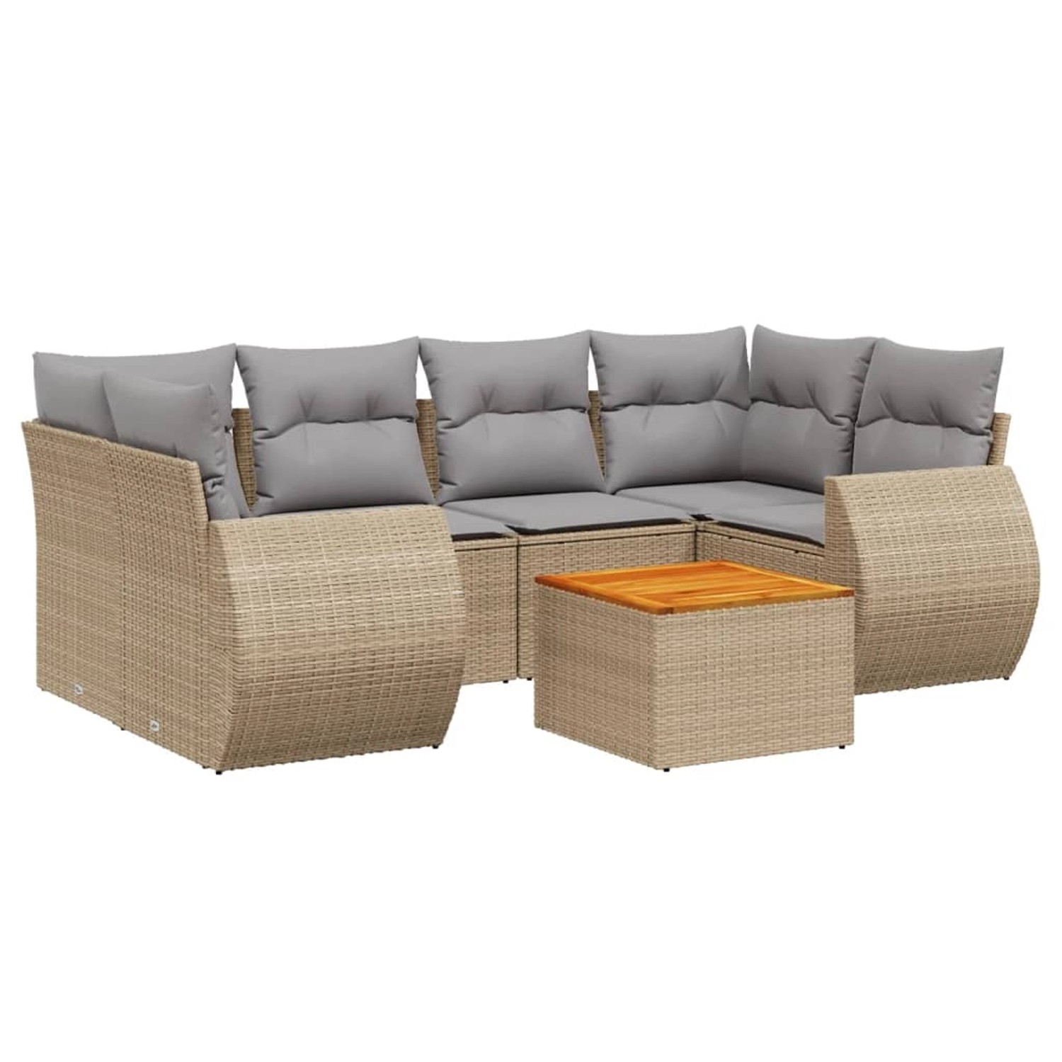 vidaXL 7-Tlg Garten-Sofagarnitur mit Kissen Beige Poly Rattan 3257235 günstig online kaufen