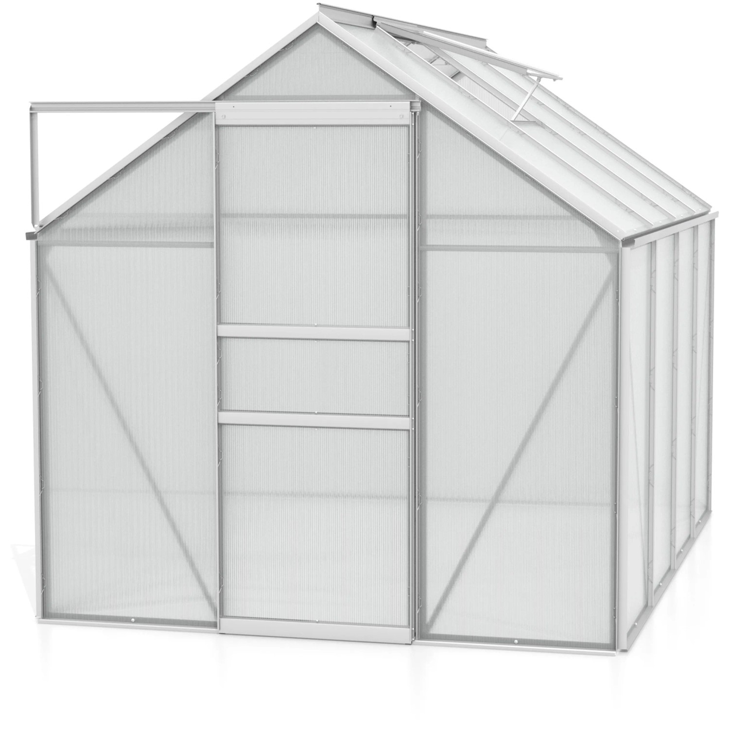 Vitavia Gewächshaus Venus 5000 aus Aluminium, 5 m² mit geöffneter Tür.