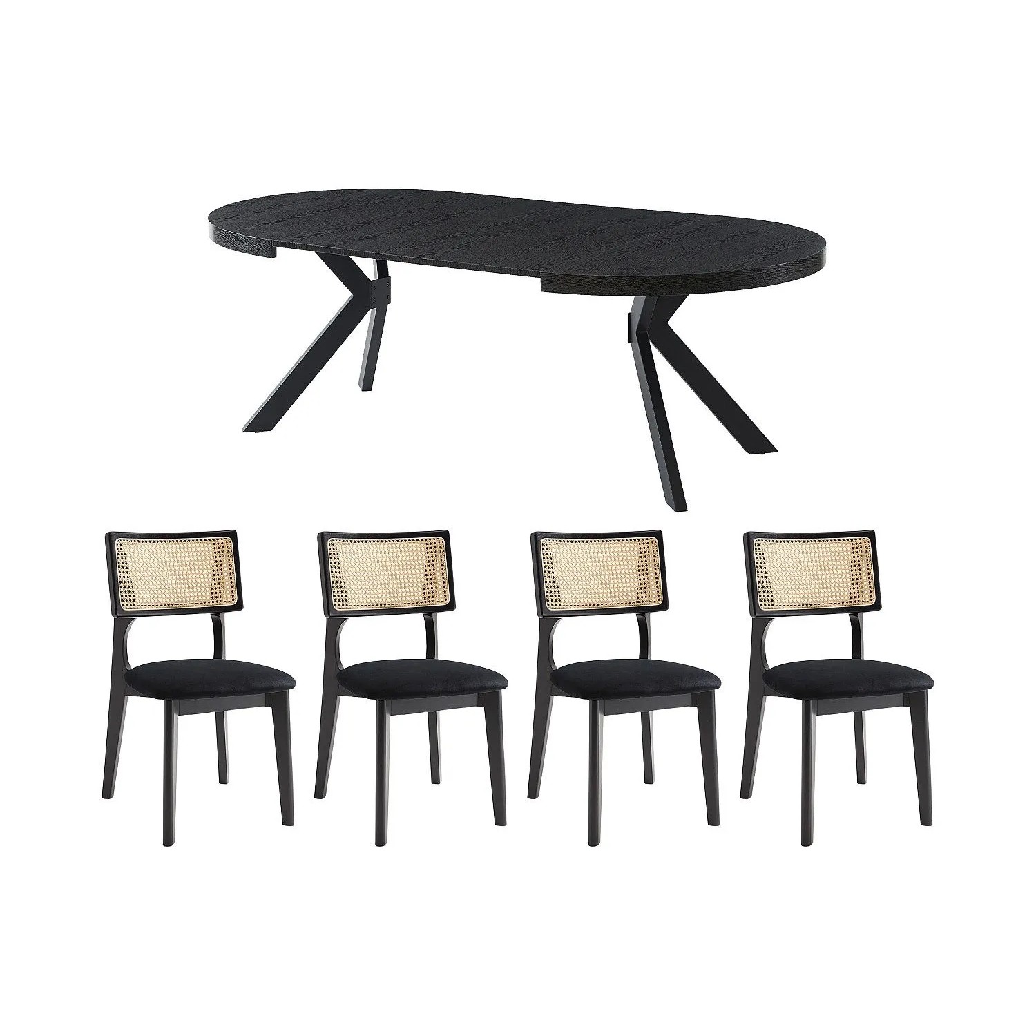 Vente-unique Essgruppe Komoni Schwarz 220 cm  170 cm  120 cm