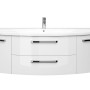 Pelipal Waschplatz Serie 4010, 144 cm, Weiß Hochglanz mit Keramikwaschbecken und Unterschrank.