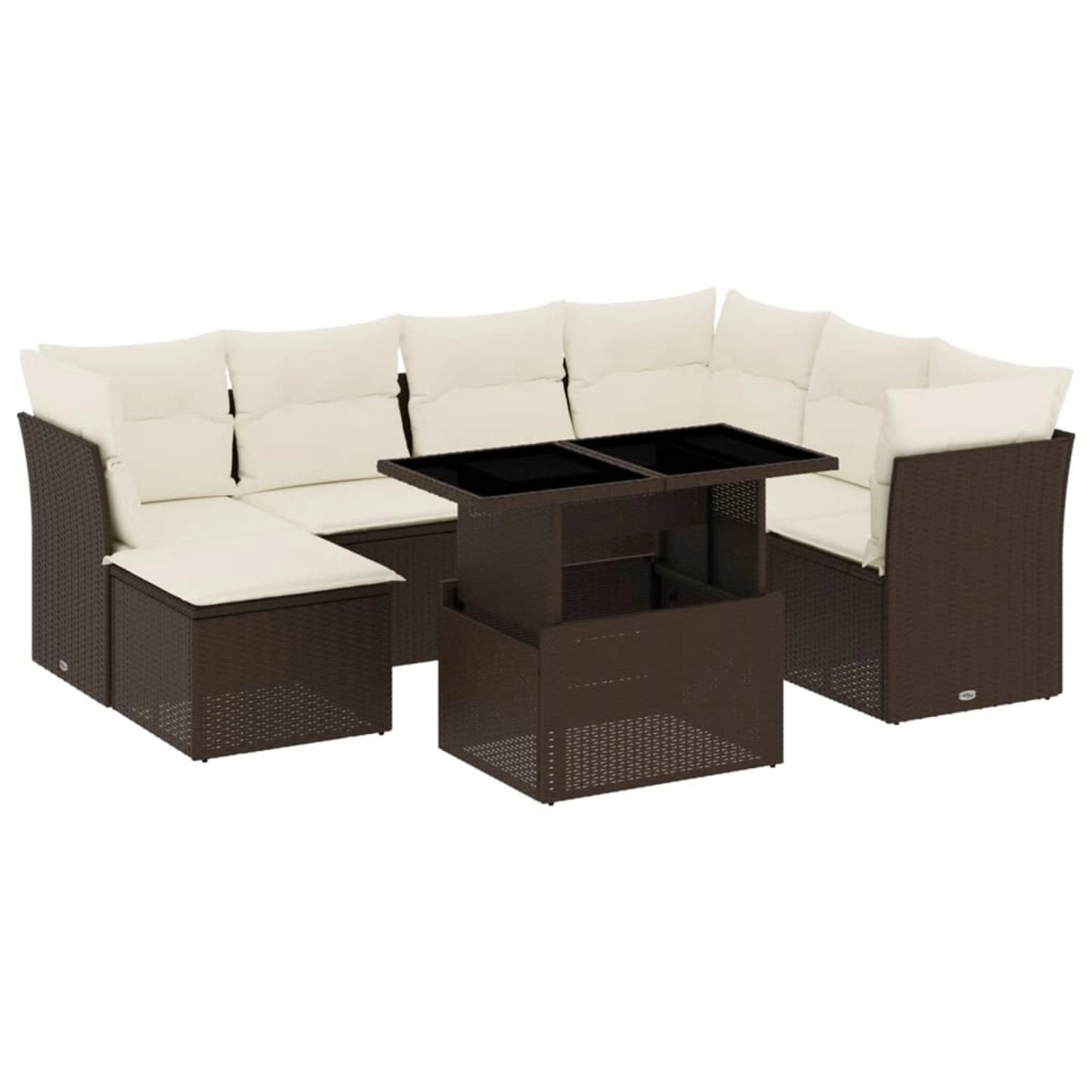 vidaXL 8-Tlg Garten-Sofagarnitur mit Kissen Braun Poly Rattan 3266763 günstig online kaufen