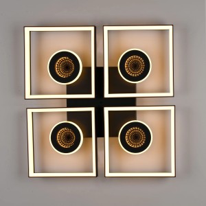 Moderne, schwarze LED-Deckenleuchte Traforo mit Tunnel-Effekt und quadratischem Design.