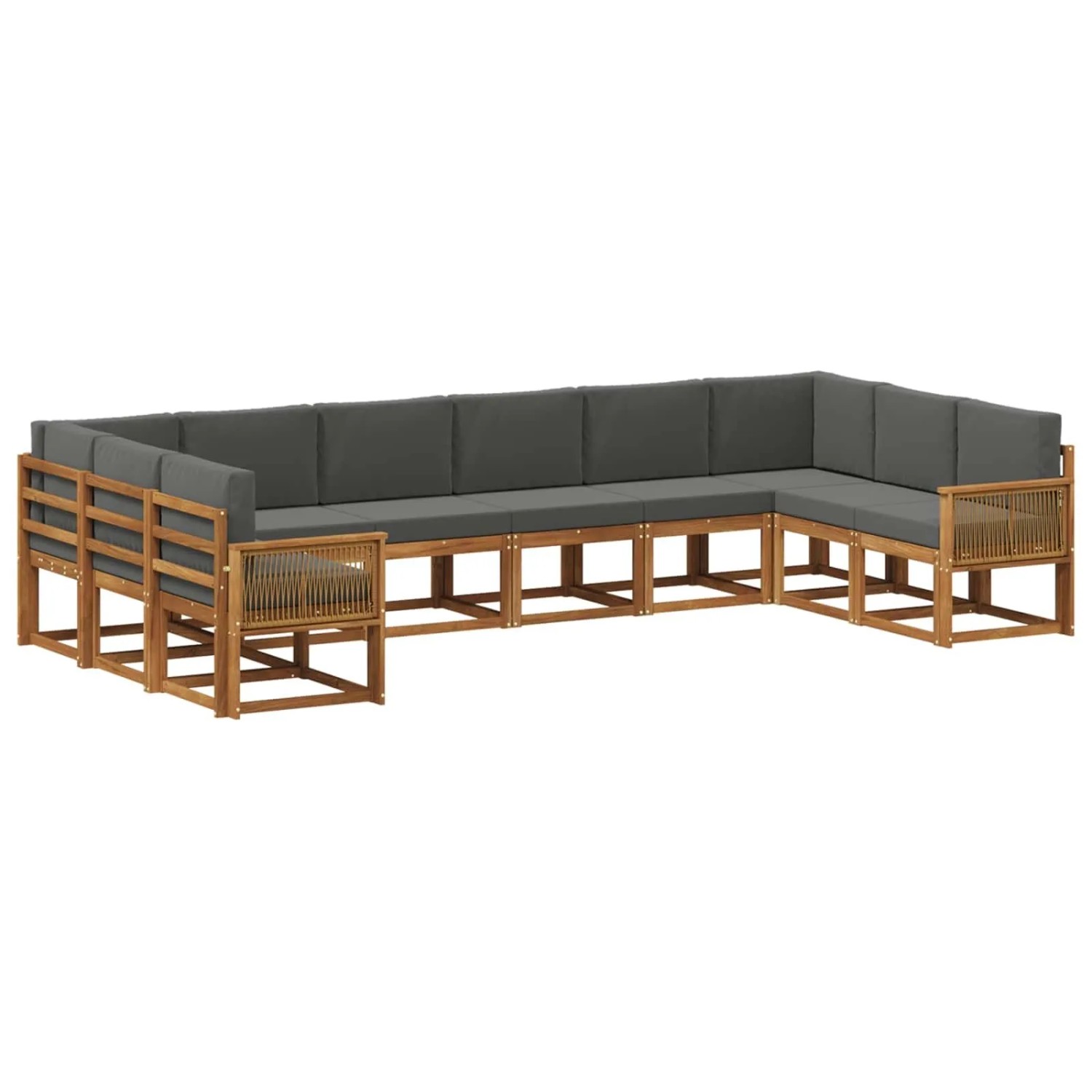 vidaXL Outdoor-Sofagarnitur mit Kissen 10 Stk Natur und Anthrazit 3385578