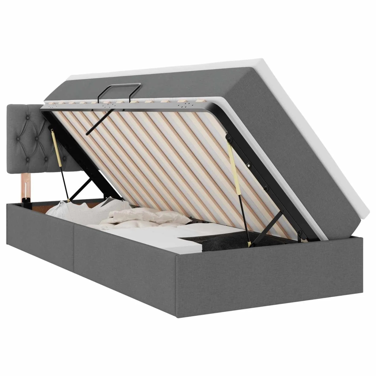vidaXL Aufbewahrungsbett mit Matratze Dunkelgrau 90 x 200 cm 3370546