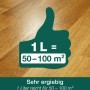 Reichweite Bona Parkettpflegeöl: 1 Liter für 50-100 m² Holzfußboden.