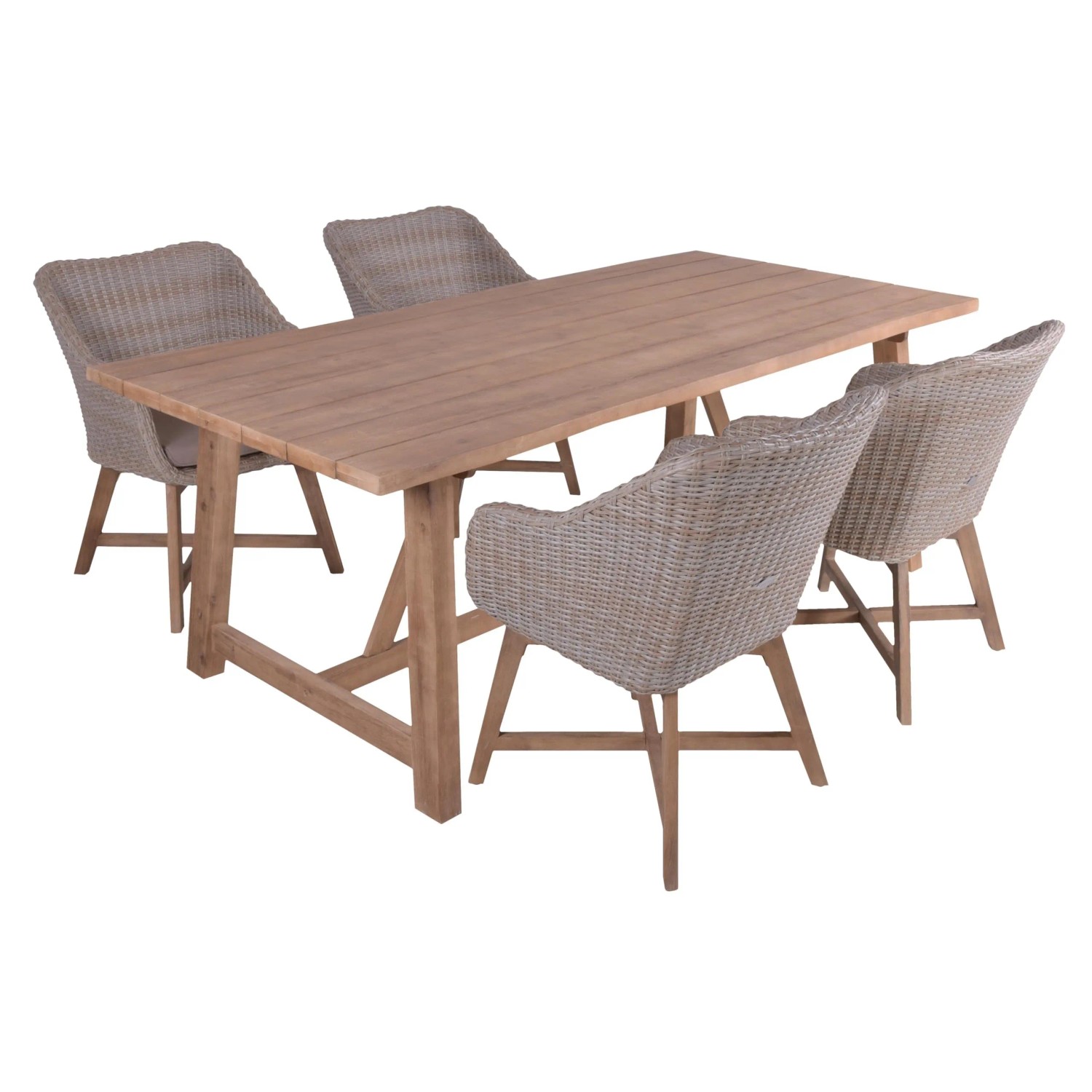 DELUKE Garten-Sitzgruppe PEER Set 5-tlg. Akazie Hellbraun Gartenmöbel-Set Gartengarnitur Garten-Essgruppe Stühle A Essti...