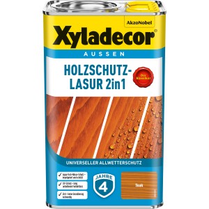 Dose Xyladecor Holzschutz-Lasur 2in1 Teak matt, Holzlasur für Aussen, 2,5 l.