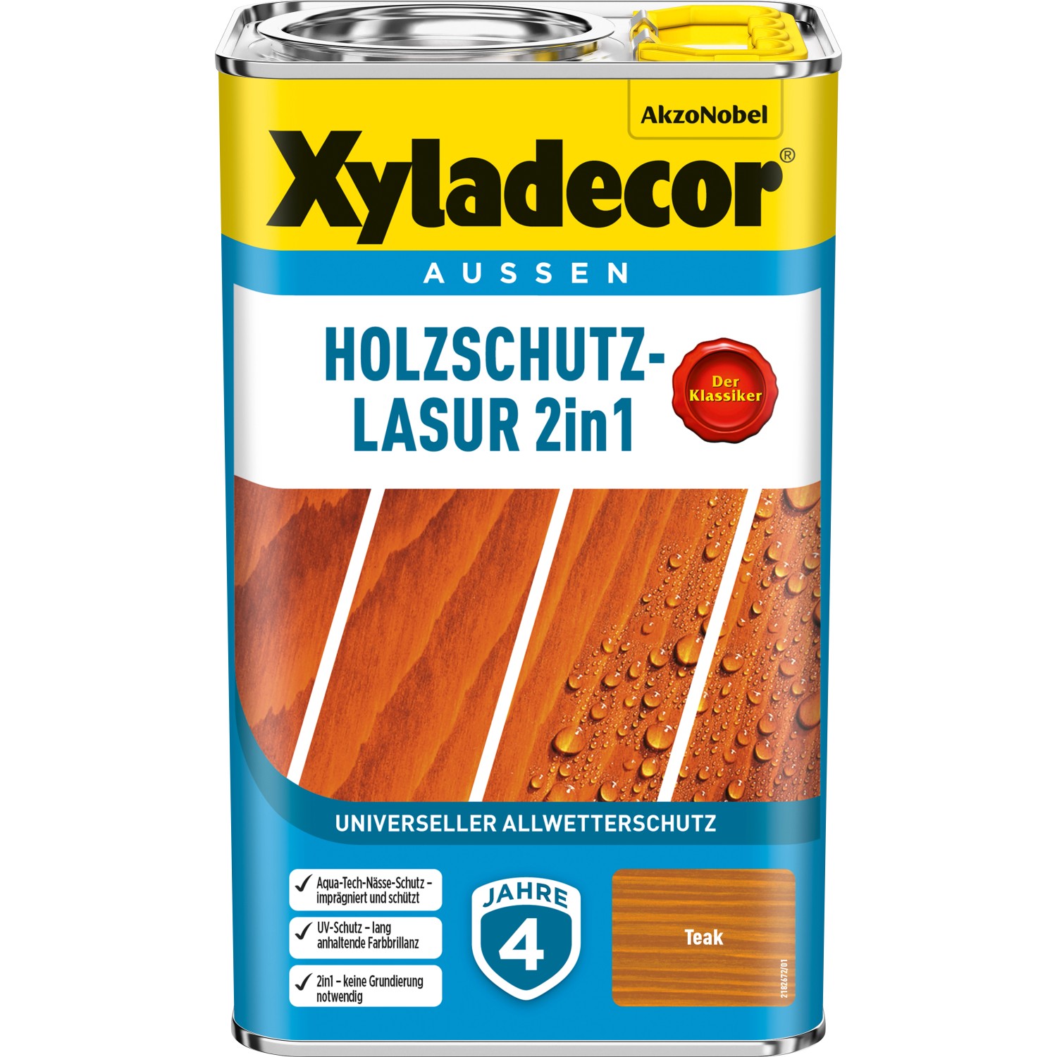 Xyladecor Holzschutz-Lasur 2in1 Teak matt 2,5 l