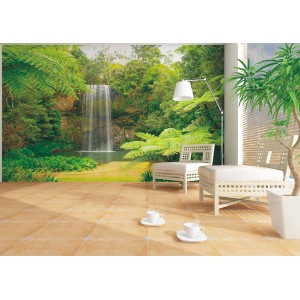 Sanders & Sanders Fototapete: Grüner Wasserfall im Dschungel, 360x270cm.