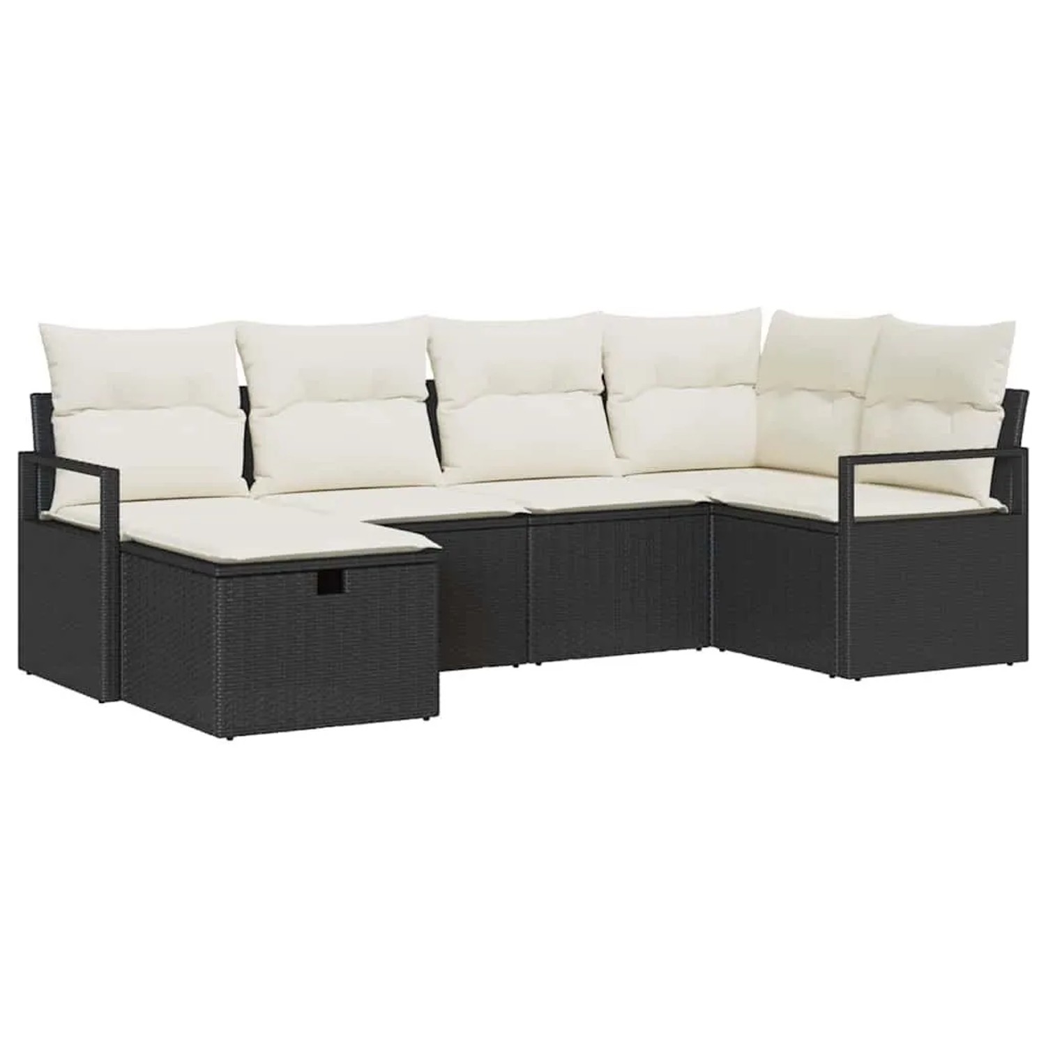 vidaXL Sofa Set mit Kissen mit Speicher Schwarz und Creme Poly-Rattan 33591 günstig online kaufen