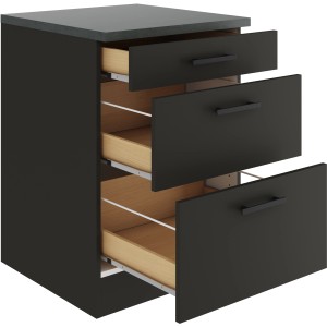 OPTIFIT Madrid420 Küchenunterschrank, 60 cm, Anthrazit Matt mit Schubladen und Arbeitsplatte.