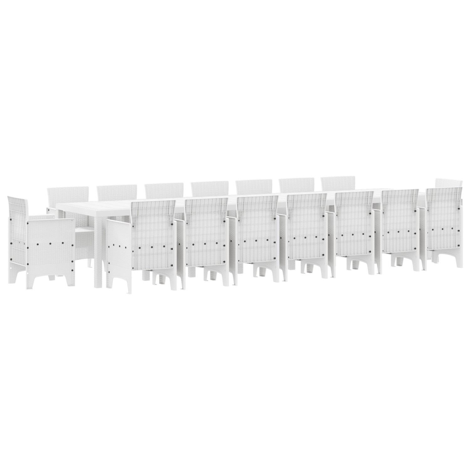 vidaXL 17-Teiliges Garten-Esszimmer-Set Weiß Poly-Rattan 3378662 günstig online kaufen