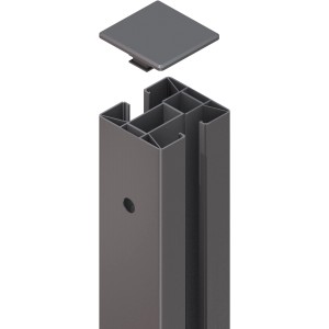 Anthrazitfarbener Klemmpfosten (192 cm) mit Pfostenkappe für Zaunbau.