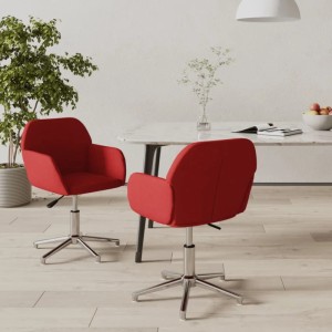 vidaXL Esszimmerstühle 2 Stk Drehbar Weinrot Stoff 3103033