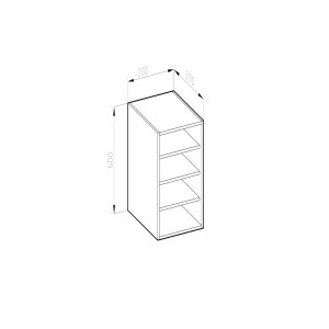 Skizze: Weißer Vicco Hängeschrank R-Line, offener Küchenschrank, 20 cm breit.