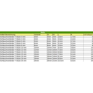 Klasebo Schlauchverbinder T-Stück Kunststoff 12 mm Weiß