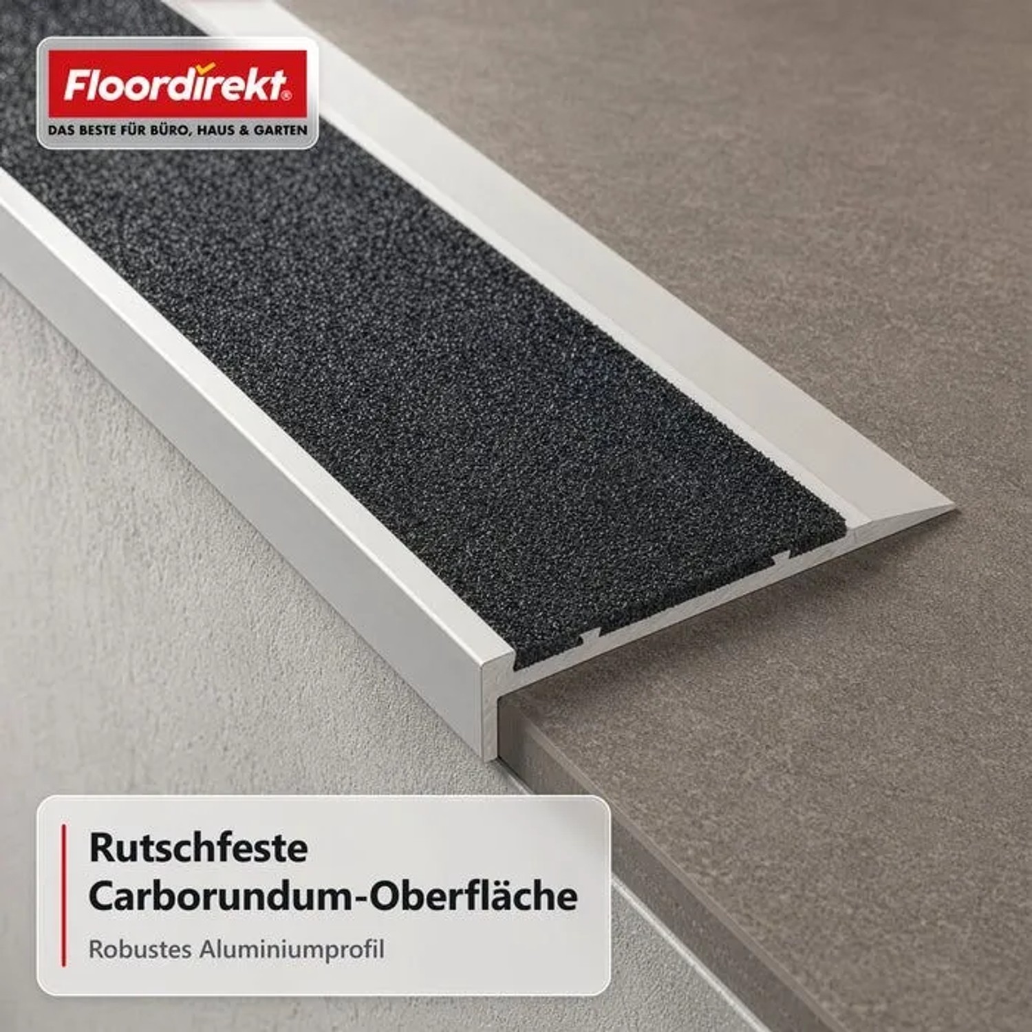 Floordirekt Treppenkantenprofil Tech Aluminium Anti-Rutsch-Profil Carborundum-Einlage100 cm_6