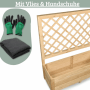 DELUKE Pflanzkasten mit Rankgitter, Vlies und Handschuhen. Blumenkasten aus Holz für Kletterpflanzen.