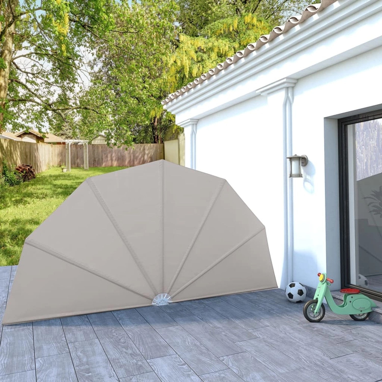 furnicato Faltbarer Terrassen-Seitenfächer Creme 200 cm günstig online kaufen