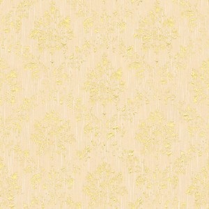 Barock Tapete in Creme und Gold mit schimmernden Ornamenten für ein elegantes Wohnambiente.