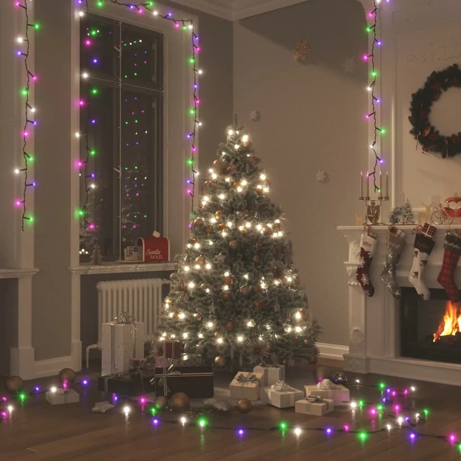 vidaXL LED-Lichterkette, 2000 LEDs, pastellfarben, 200 m, für Außen- und Weihnachtsdeko.