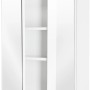 Posseik Spiegelschrank, 60 cm, weiß, mit offenen Softclose-Türen und Aufsatzleuchte.