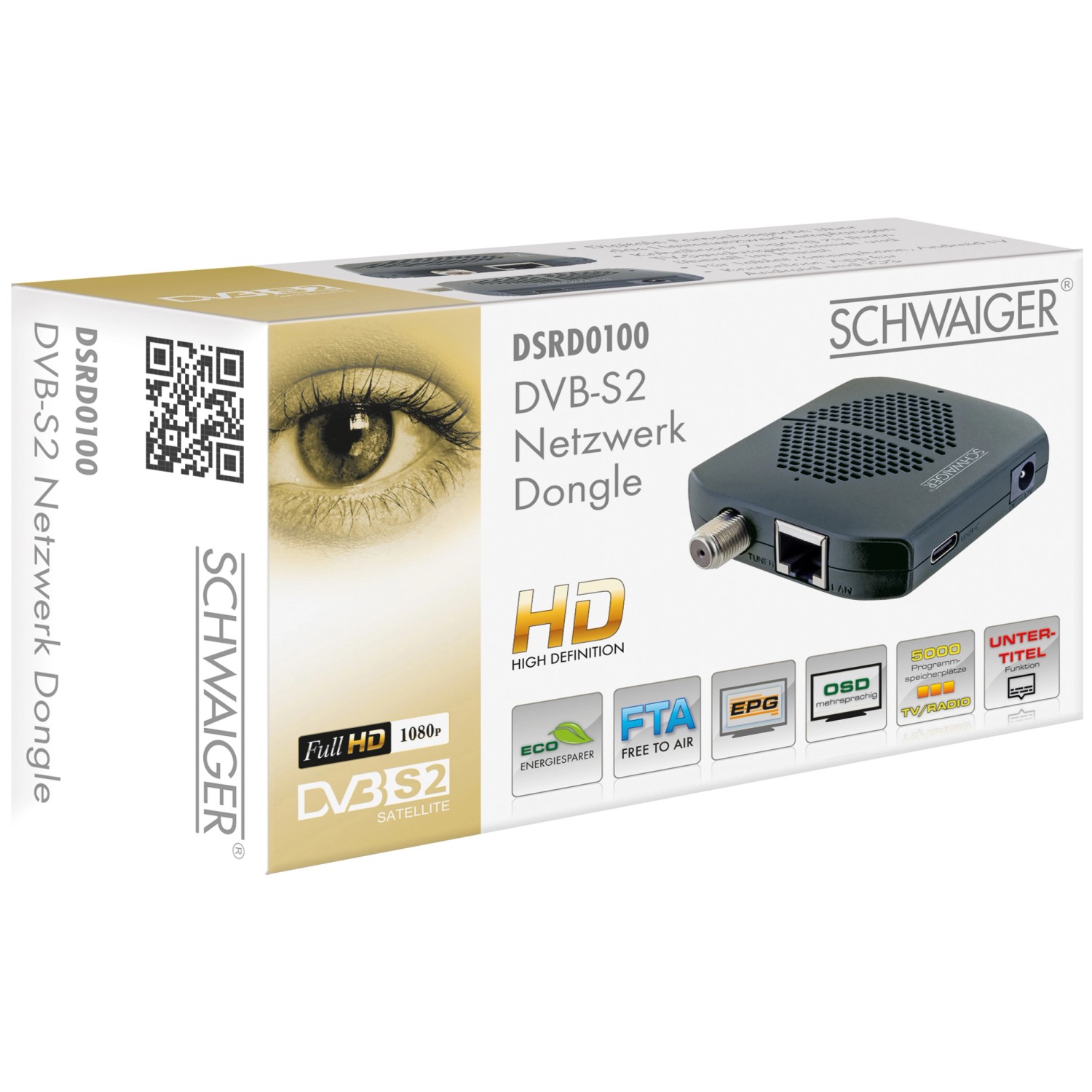 Schwaiger SAT-Dongle DSRD0100 für Digitale Fernsehsignale WiFi Schwarz