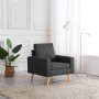 Dunkelgrauer Stoff Sessel vidaXL Modell 13 mit Holzfüßen und Kissen.