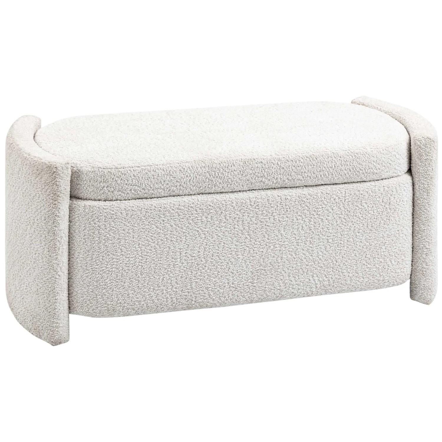 HOMCOM Sitzbank Bettbank mit Stauraum, Teddy-Samtoptik, Sitztruhe, Schlafzimmer (Aufbewahrungsbank, 1-St., Lagerbank), Creme, 105 x 44 x 45,5 cm