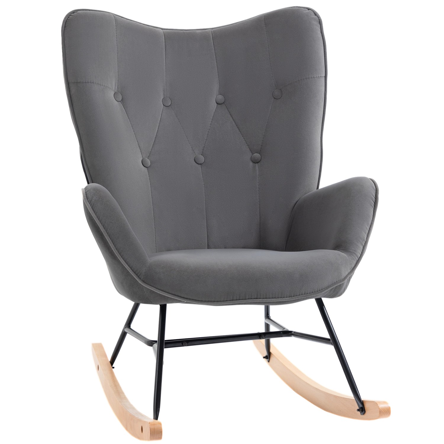 HOMCOM Schaukelsessel Polyester Schaumstoff Dunkelgrau+Natur 65B x 70T x 96 günstig online kaufen