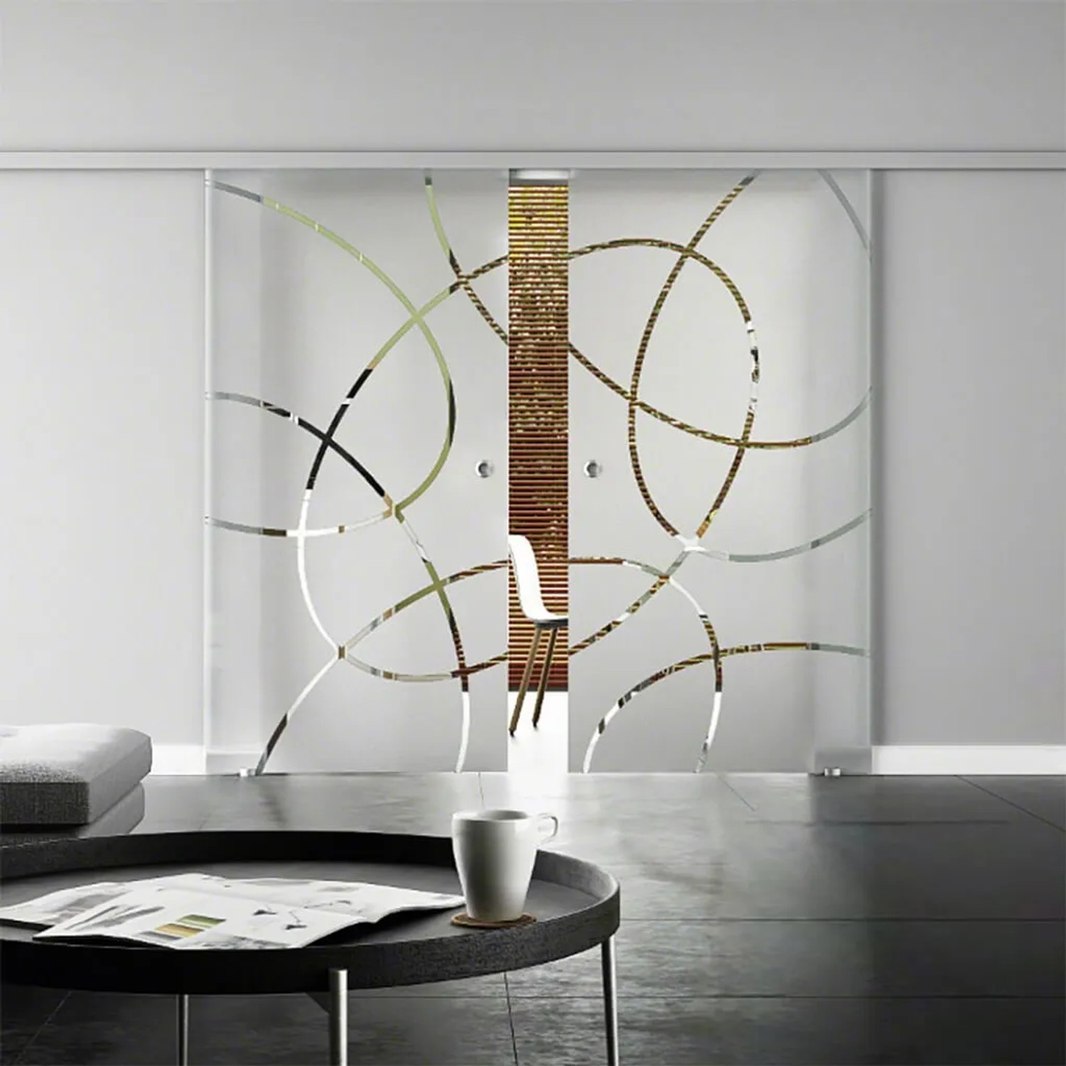 Levidor Doppelglasschiebetür Komplettset 2x 102,5 x 205 cm Essen Aluminium mit Griffmuscheln und SoftClose
