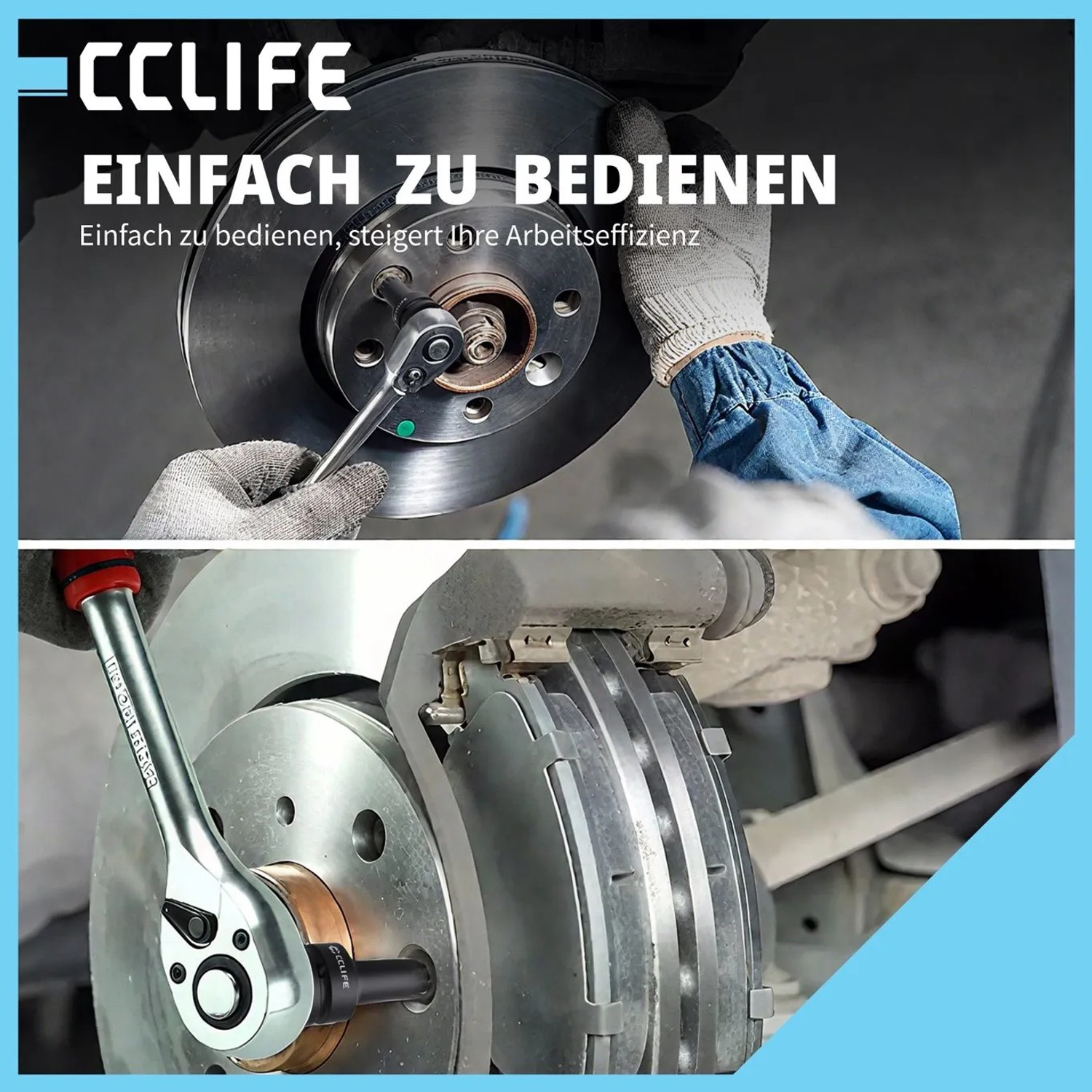 Hände nutzen 1/2 Zoll Stecknuss Satz für Bremssattel- und Bremszylinder-Reparaturen am Auto.