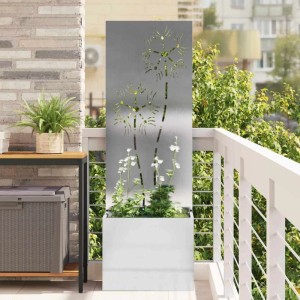 vidaXL Garten Sichtschutz-Leinwand Floral Silber 50 x 140 cm Edelstahl 876438