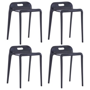 vidaXL Hocker, 4er Set, Schwarz, stapelbar, aus Kunststoff. Ideal für Küche und Esszimmer.