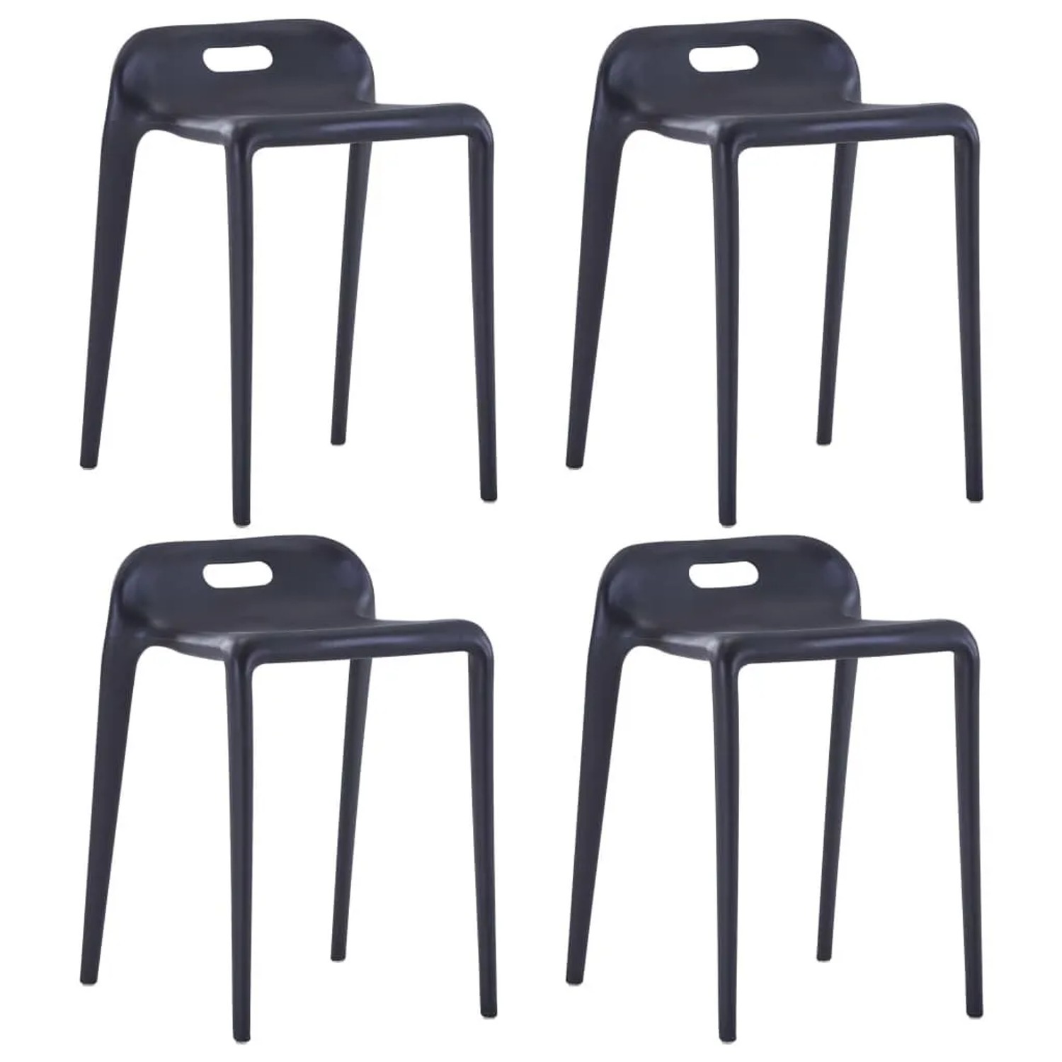 vidaXL Stapelbare Hocker 4 Stk Schwarz Kunststoff 247281