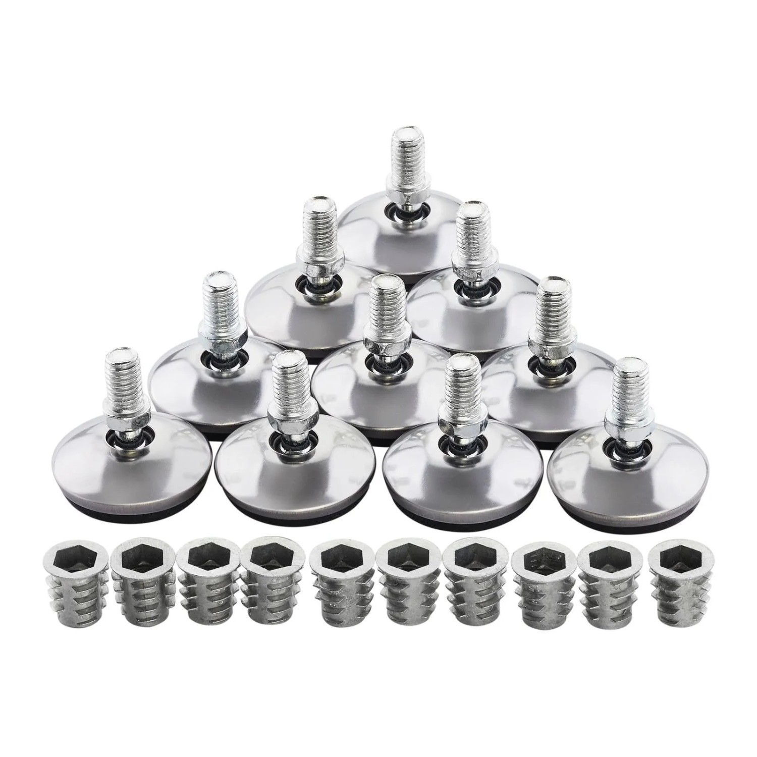 SOTECH 10er Set Verstellfüße MOBILIA Ø33 mm M8x12 Neigbar inkl. Einschraubmuffen