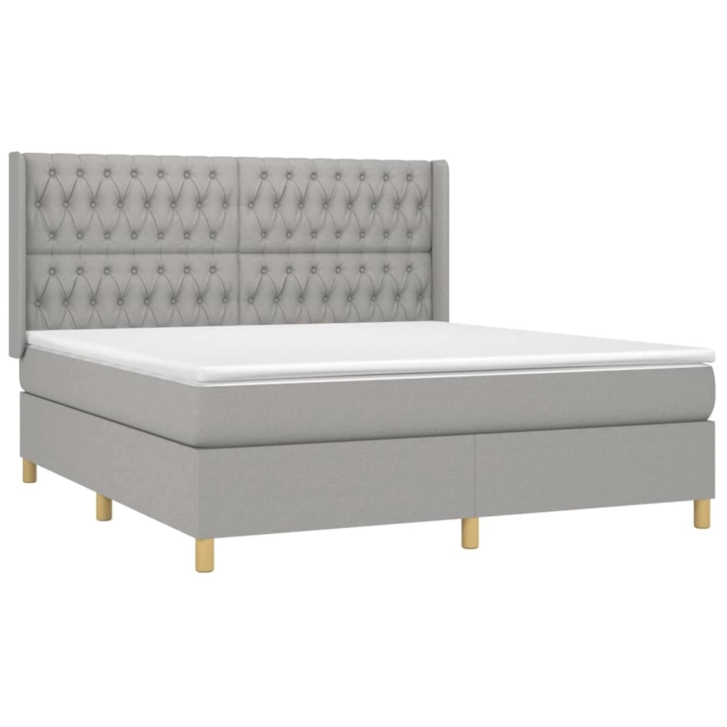 vidaXL Boxspringbett mit Matratze & LED Hellgrau 180x200 cm Stoff 3139133 günstig online kaufen
