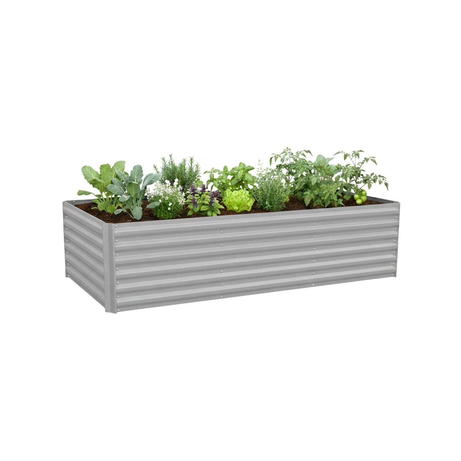 Relaxdays Hochbeet Metall Hellgrau Ohne Boden 57 cm x 240 cm x 60 cm