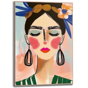 Reinders gerahmtes Bild Spring Face, 70x50 cm, mehrfarbig. Wandbild mit Frauengesicht und Blumenschmuck.