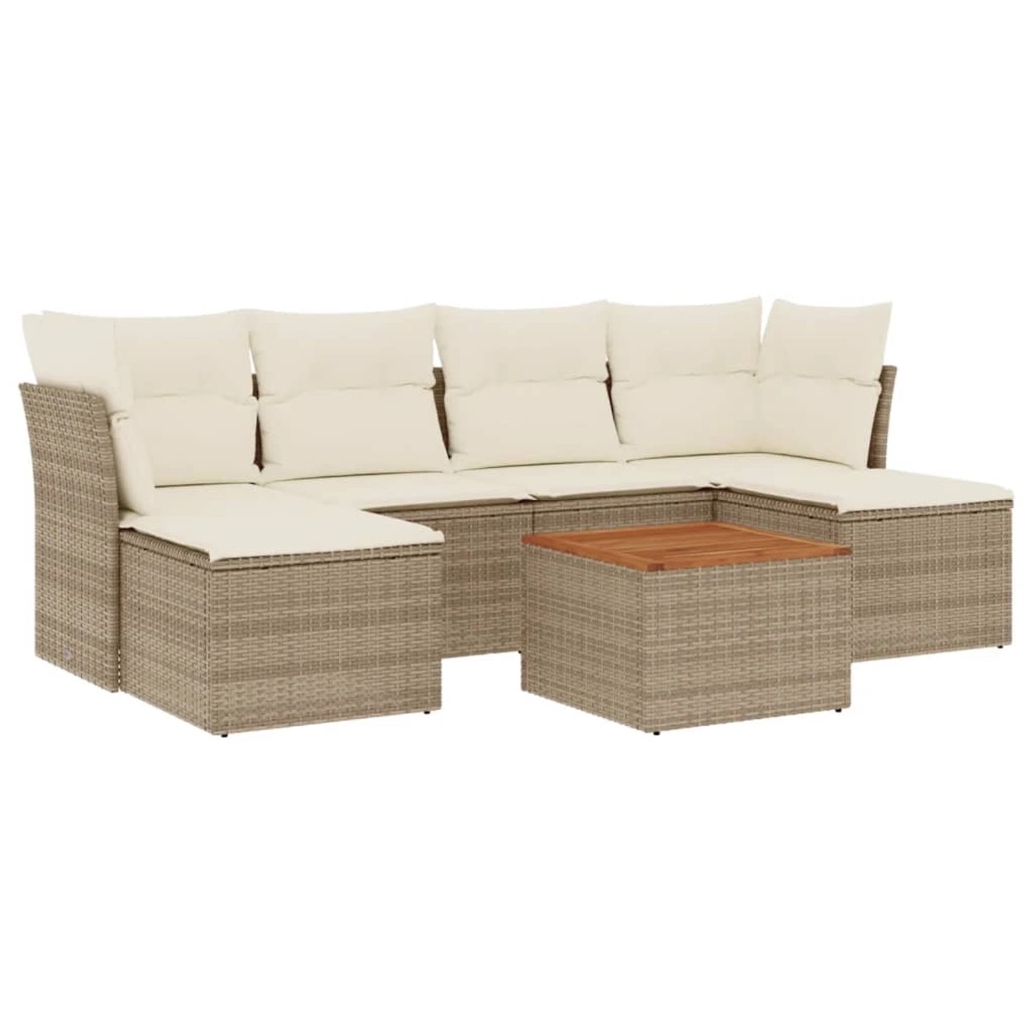 vidaXL 7-Tlg Garten-Sofagarnitur mit Kissen Beige Poly Rattan 3256100 günstig online kaufen