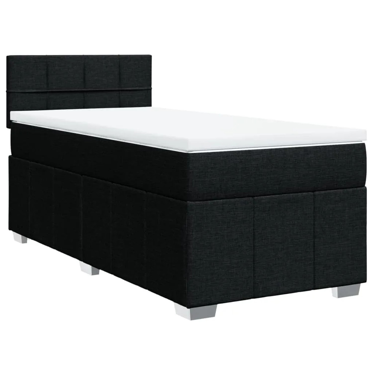 vidaXL Boxspringbett mit Matratze Schwarz 90x190 cm Stoff 3286925