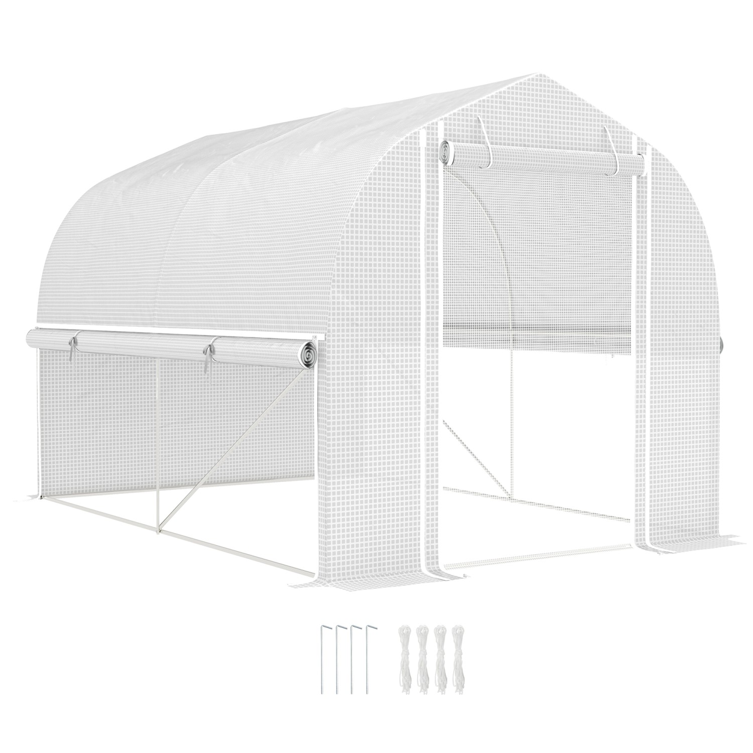 Outsunny Gewächshaus mit Aufrollbaren Seitenwänden Weiß 3 x 2 x 2 m günstig online kaufen